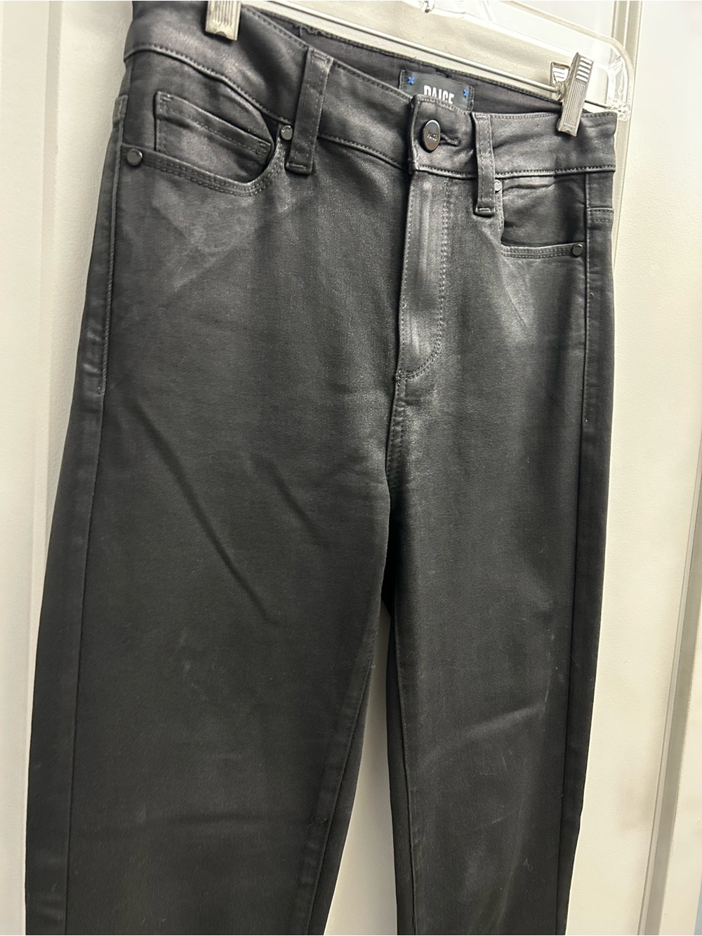 PAIGE Cindy Coated Black Straight-Leg Jeans, size 25 - Picture 7 of 14
